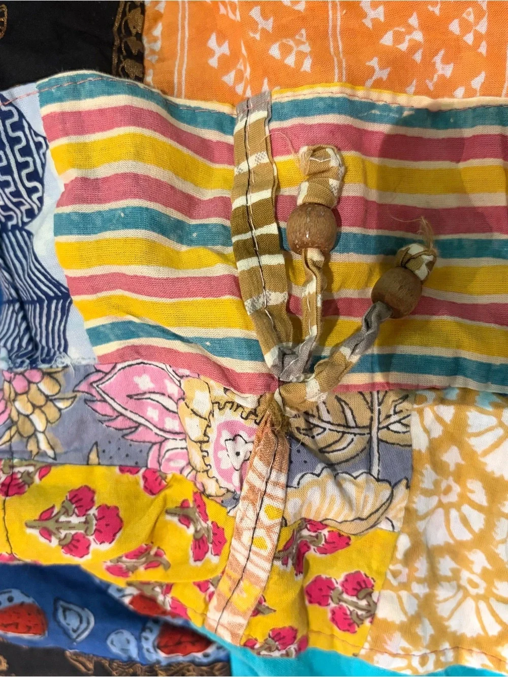 Boho patchwork pants jogger pockets  cotton OS free size Jessica Taylor s m l - Picture 6 of 10